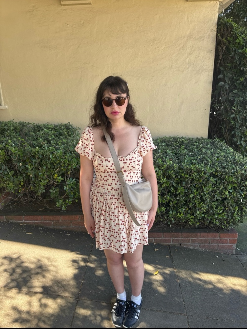 Reformation Cream Mini Dress with Red Cherry Pattern - Picture 3 of 3